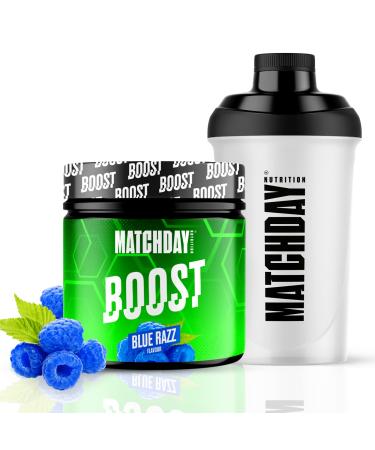 Matchday Nutrition Boost especially for footballers I Starterpack Blue Razz with Shaker I 90 minutes full throttle I ATP Booster with amino acids & carbohydrates I More speed & endurance I 20 portions
