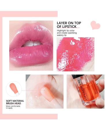 Hydrating Plumping Lip Oil - Tinted Balm for Dry Lips | Long Lasting Nourishment & Glitter Shine | Non-sticky Clear Lip Gloss - 6ML - Buy Online on GoSupps.com