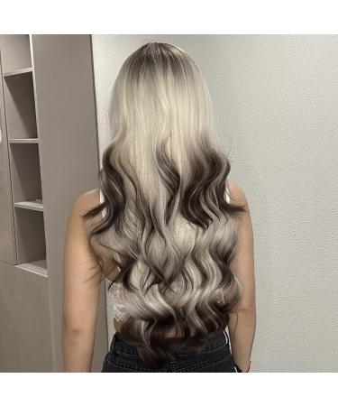 HAIRCUBE Long Curly Blonde to Dark Brown Synthetic Wig with Neat Fringe for Women - Buy Online on GoSupps.com
