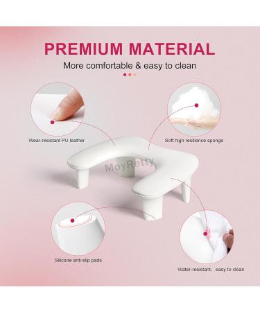 MoyRetty Arm Rest for Nail Techs - Luxurious U-Shaped Manicure Hand Stand | Premium White Leather | Ultimate Comfort & Easy Assembly - Buy Online on GoSupps.com