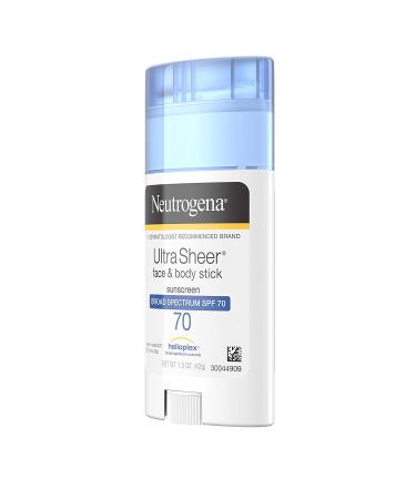 Neutrogena Ultra Sheer Face & Body Sunscreen Stick SPF 70 - 1.5 oz (42 g) | Water Resistant & Lightweight - Buy Online on GoSupps.com