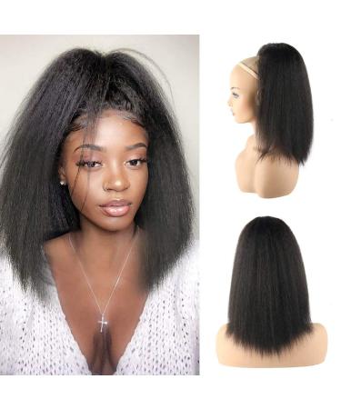 LEOSA 14 inch Drawstring Ponytails for Black Women Short Natural Black Yaki Straight Drawstring Ponytail hair extensions (14 Inch (Pack of 1)  1B) 14 Inch (Pack of 1) 1B
