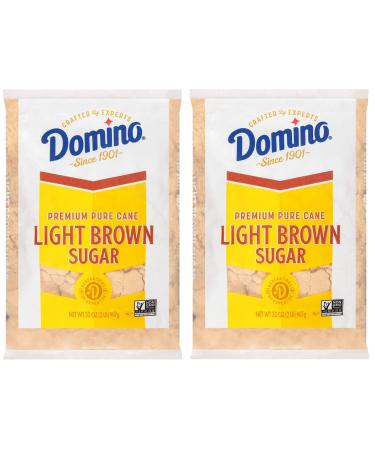 Domino Premium Pure Cane Light Brown Sugar, 2 LB Bag (Pack of 2) 2 Pound (Pack of 2)