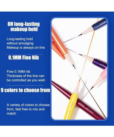9 Colored Eyeliners Pen Set Waterproof Smudge-Proof Eye Shadow Pencil Liquid Eyeliner Makeup Set Long-Lasting High Pigmented Rainbow Eyeliner Pencils Kit Glitter Eye Liners for Women #38*9colour - Buy Online on GoSupps.com