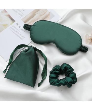 Silk Satin Sleeping Eye Mask - Green Night Blindfold for Women & Men | Soft Breathable Blackout Eyeshade | Perfect Travel & Wedding Bridesmaid Gift - Buy Online on GoSupps.com
