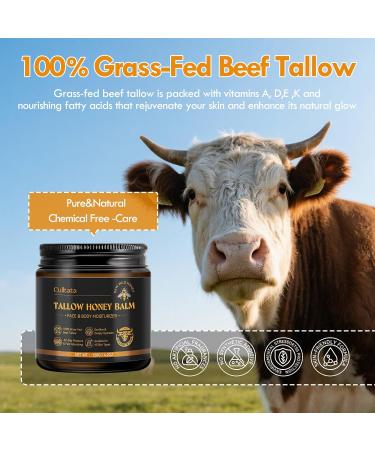 Culltata Beef Tallow for Skin Beef Tallow for Face All Natural Hydrating Tallow Honey Balm Grass-Fed Beef Tallow Balm with Raw Wild Honey and Organic Beeswax Face & Body Moisturizer - 4.2OZ - Buy Online on GoSupps.com