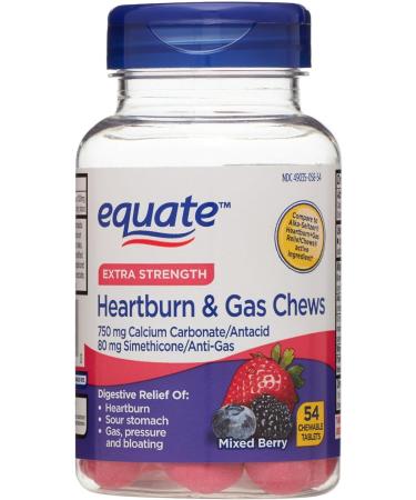 BASKETGOODS Equate Antacid and Anti Gas-Extra Strenght Tablets chewable Mixed Berry Flavor 54 Count (Pack of 1) Set by Basket Goods - Buy Online on GoSupps.com