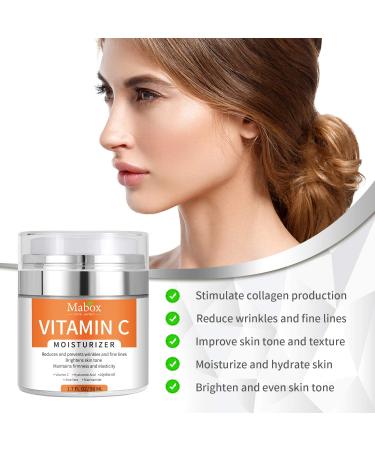 Mabox Vitamin C Moisturizer Cream with Vit E, Hyaluronic Acid, Niacinamide - Dark Spot Remover for Face & Body - Anti-Aging Formula (1.7 Fl. Oz) - Buy Online on GoSupps.com