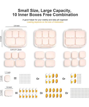 UNI-AOSA Travel Pill Organizer - 10 Compartments, Pink, Moisture & Water Proof, BPA-Free - Buy Online on GoSupps.com