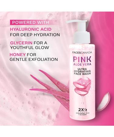 FACESCANADA Pink Aloe Vera Face Wash | Ultra Hydrating Cleanser with Hyaluronic Acid & Glycerin | Refreshes Soothes & Helps Maintain Moisture Balance | Daily Gentle Skincare | 3.38 Fl Oz (100ml) - Buy Online on GoSupps.com