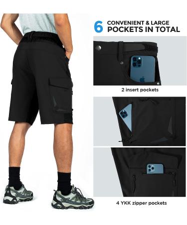 XKTTAC Men's Outdoor Quick Dry Lightweight Stretchy Shorts | Black XX-Large | 6 Pockets | For Hiking, Tactical, Camping & Travel - Buy Online on GoSupps.com