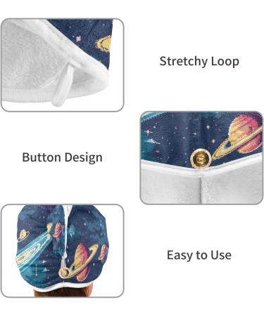Starry Sky Planets Hair Towel 2 Pack | Super Absorbent Quick Dry Hair Turbans for Women & Girls | Stylish & Functional Head Towel - Buy Online on GoSupps.com