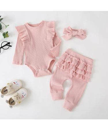 UUAISSO Baby Girls Cow Print Ruffled Long Sleeve Tops & Pants Set | Infant Clothing Outfit 12-18 Months Pink-S - Buy Online on GoSupps.com