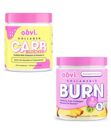 Obvi Collagenic Burn Powder | Multi-Collagen Peptide Blend with GBB - Guilt Free Carb Blocker | Support Weight Management Healthier Nails & Longer Hair