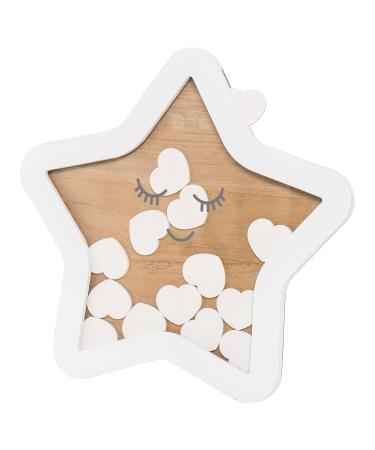 Wishing Star Guestbook for Baby - Perfect Baby Shower Gift Accessory - 25 Descriptive Hearts - White MDF Wood - Ideal Gift for Birth - Buy Online on GoSupps.com