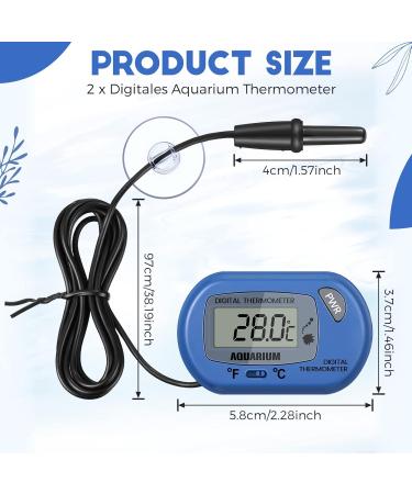 Digital Aquarium Thermometer - 2-Pack LCD Water Temperature Sensors with Suction Cup for Turtle & Fish - Accurate Terrarium Monitoring - Buy Online on GoSupps.com