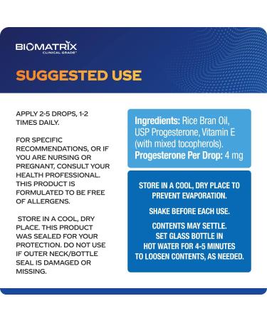BioMatrix Pro-Adapt Progesterone in Oil (4mg per Drop, 500 Drops) - Micronized with Vitamin E | Superior to Progesterone Cream | 50% More Product - Buy Online on GoSupps.com