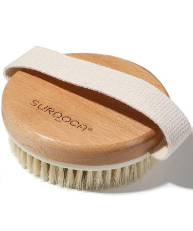 SURDOCA Dry Brush  Body Exfoliating Scrubber  Bath Shower Brushes for Improve Circulation  Cellulite and Lymphatic Remover (Nylon Bristles)