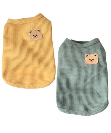Cotton Dog Shirt Summer Lightweight Pet T-Shirts Soft Breathable Stretchy Cats Dogs Tee Shirt Sleeveless Vest Dog Apparel for Medium Small Dog Clothes X-Large 2PCS Yellow&Green