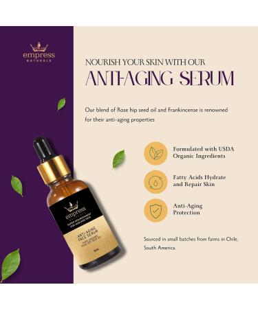 Anti-Aging Face Serum | Organic Rosehip & Frankincense | Nourish & Brighten Skin | 30 ml All-Natural Skincare - Buy Online on GoSupps.com