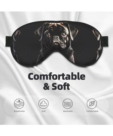 Cute Black Pug Dog Mask - Adjustable Sleep Mask for Travel Meditation & Relaxation | Soft & Breathable Blindfold - Buy Online on GoSupps.com