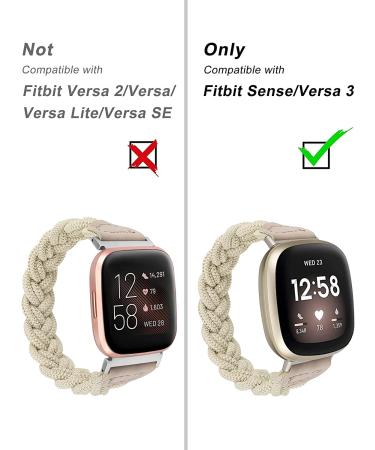 Wearlizer Stretchy Braided Band for Fitbit Sense/Versa 3 - Small Khaki - Buy Online on GoSupps.com