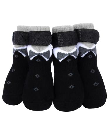 Petloft anti-slip dog socks 4 pieces indoor slide-resistant dog socks with adjustable removable fastening tape for small medium-sized dogs cats puppies older pets (black paw) black paws s - Buy Online on GoSupps.com