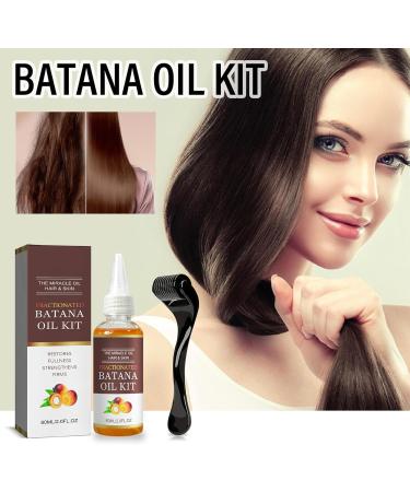 Batana Oil for Hair Growth Derma Roller and Hair Growth Serum Kit 100% Natural Batana Oil for Hair Care Enhances Hair & Skin Radiance Hair Growth Oil for Stronger Thicker - Buy Online on GoSupps.com