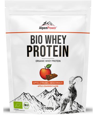 Alpenpower Bio Whey Protein Apple Strudel 1 kg - 100% natural ingredients & without additives - High -quality CFM protein powder made of best organic alpine milk apple strudel 1 kg (1 Pack) - Buy Online on GoSupps.com