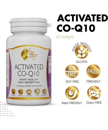 Activated CO-Q10 by Coco March - Heart Health Support & Natural Energy - Gluten Free Soy Free - 60 Softgels - Buy Online on GoSupps.com
