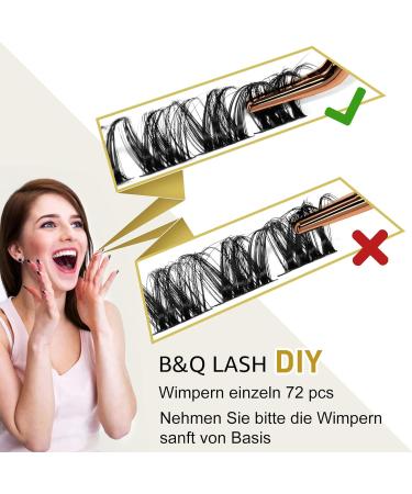 Cluster Lashes D Curl 14mm 72 Clusters B&Q - Volume Eyelash Clusters for DIY Lash Extensions - Soft Wispy Cluster Eyelash Extensions at Home - Buy Online on GoSupps.com