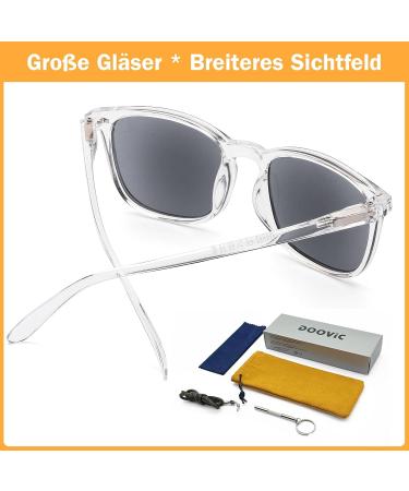 DOOViC Blue Light Filter Reading Glasses | Square Frame Large Lenses | Prescription 024 Sun Transparent 1.0x | International Shipping Available - Buy Online on GoSupps.com
