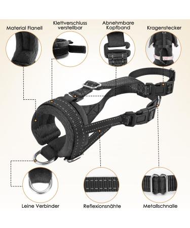 Adjustable Reflective Nylon Muzzle for Large Dogs - Prevent Biting Barking & Chewing | Eyin Muzzle (Black L) - Buy Online on GoSupps.com