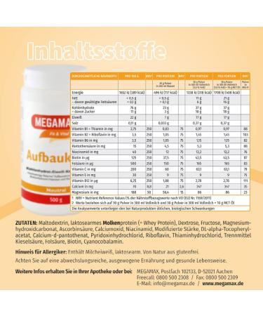 Megamax Building Food 500g - High-Caloric Astronaut Food for Weight Gain & Strengthening | Low Lactose Neutral Flavor | Ideal for Underweight - 1 Pack - Buy Online on GoSupps.com