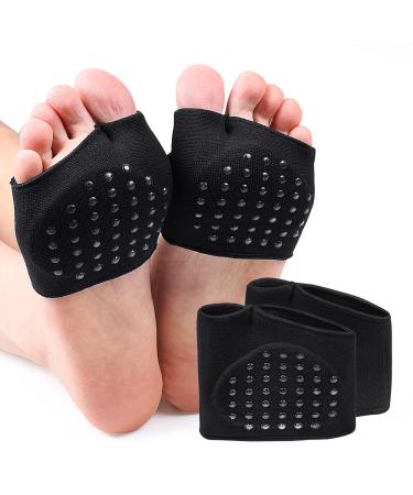 Metatarsal Sleeve with Gel Pads-Soft Forefoot Sleeves Cushions-Anti Slip Fabric Soft Ball of Foot Cushions (Black Men's 10-14.5)