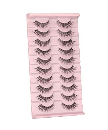 WiwoSEO 10 Pairs False Eyelashes - Natural Wispy Russian Cat Eye Lashes with Clear Band (15MM) for Small Eyes - Buy Online on GoSupps.com