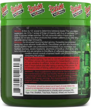Psycho Pharma Edge of Insanity PWO: Intense Pre Workout Powder for Focus & Energy - 325g Blue Lemonade - Buy Online on GoSupps.com