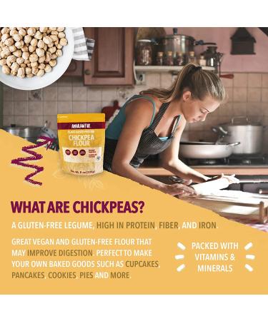 Amaranthy Chickpea Flour - 8 oz. Bag - High Protein, High Fiber, Gluten-Free - Buy Online on GoSupps.com