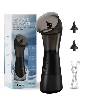 Ear Wax Removal, VINIPO Ear Cleaner Ear Wax Remover Electric Rechargeable Ear Wax Removal Kit Ear Irrigation System with Cleaning and Sewage Tank and 4 Clean Mode Ear Flushing Kit Deep Black