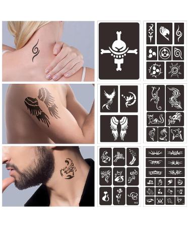 Sainyarh Henna Tattoo Stencils - 12 Sheets for Kids, Teens, and Adults | Airbrush Tattoo Stencils - Reusable and Easy to Use | Henna Tattoo Kit with 120 Unique Designs - Buy Online on GoSupps.com