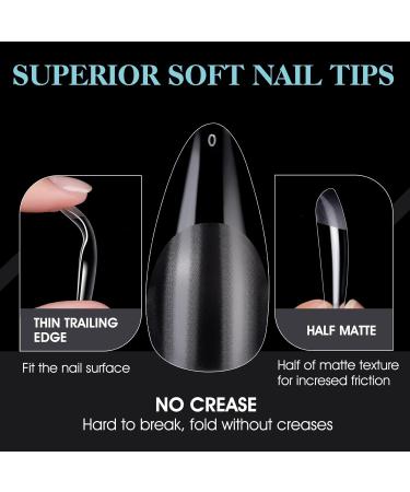 Gelike Ec Mandel Full Cover Nail Tips - Soft Gel Fake Nails 552 Clear Medium Almond Tips for DIY Nail Art - 12 Sizes Perfect for Salon & Home Use - Buy Online on GoSupps.com
