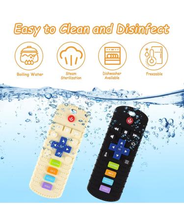 Silicone Remote Control Phone Teething Toys for Babies 6-18 Months - 2 Pack, Black Beige - Perfect Chew Toys for Teething Toddlers - Ideal Sensory Gift for Boys and Girls - Buy Online on GoSupps.com
