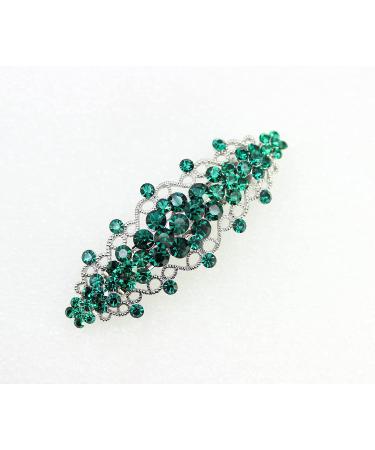Faship Green Rhinestone Crystal Floral Hair Barrette - Stunning and Elegant Accessory - Buy Online on GoSupps.com