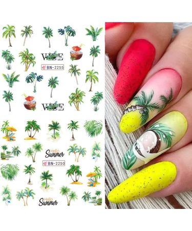 Coconut Tree Ocean Beach Nail Art Stickers - Summer Nail Decals for Women - 12 Sheets - Buy Online on GoSupps.com