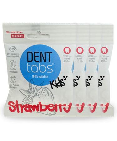 Toothpaste tablets Denttabs KIDS Strawberry (4x125pcs) plastic-free with fluoride