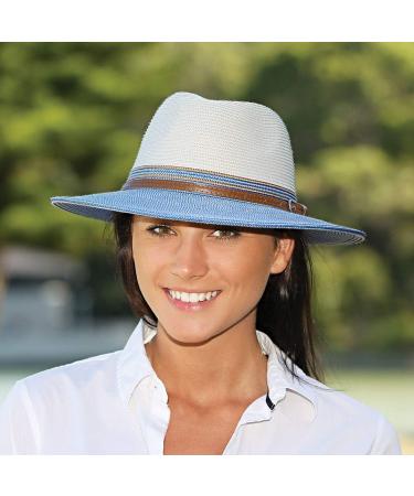 Wallaroo Hat Company Womens Kristy Fedora - UPF 50+, Lightweight & Adjustable | Packable Design from Australia in Ivory/Stone - Buy Online on GoSupps.com