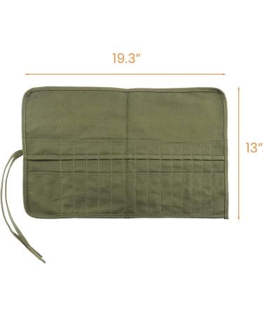 Canvas Paint Brush Holder Roll Up Organizer Bag - 30 Slot Storage Case for Artist Acrylic, Oil, Watercolor - Army Green - Buy Online on GoSupps.com