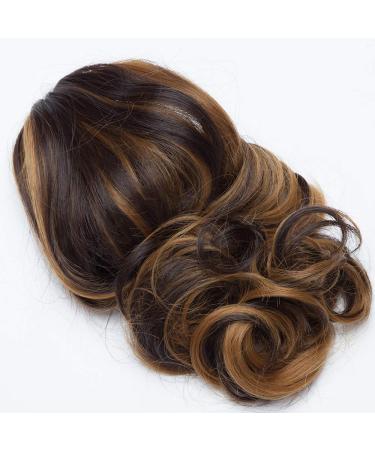 SEGO Ponytail Extension - Pfervie Hair Part Wavy Top Piece Dark Brown & Sandy Blonde 110G-12 (30cm) - voluminous real hair look - Buy Online on GoSupps.com