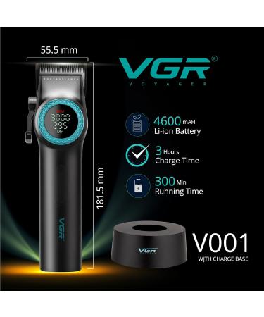 VGR Hair Clippers Men Cordless - Electric Professional Barber Hair Cutting Kit for Head Haircut - 9000 RPM - Taper Lever - Rechargeable 300 Min Battery - DLC Ceramic Blades - Long Beard Trimmer - Buy Online on GoSupps.com