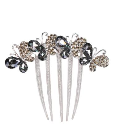 Sankuwen Flower Rhinestones Hair Combs Accessories Perfect Mother's Day Gifts Brithday gifts(Style B Grey)